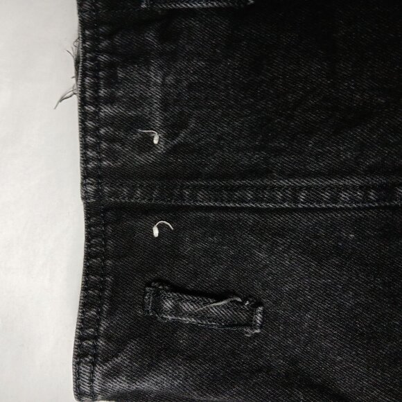 Jean St Tropez Jean Skirt 9/10 Mini Black Jean Denim Lace Trim Button Vintage - Picture 8 of 10